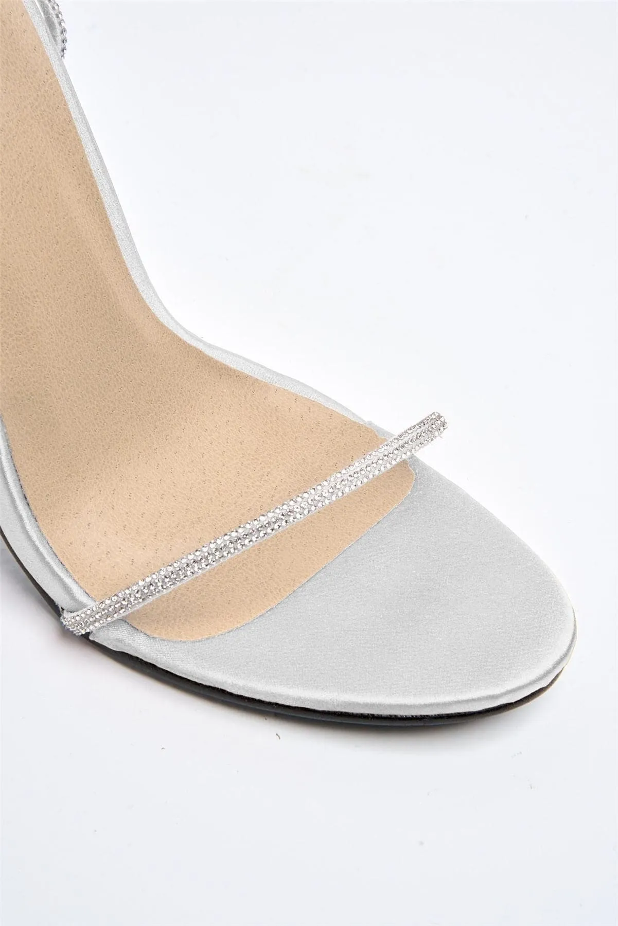 Paula Diamante Straps Lace-up Heels in Silver