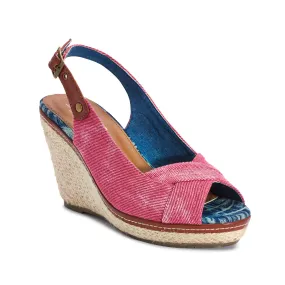 Pink Jute Wedge Sling Back