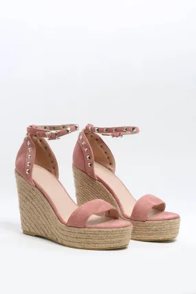 Pink Studded Wedge Sandal