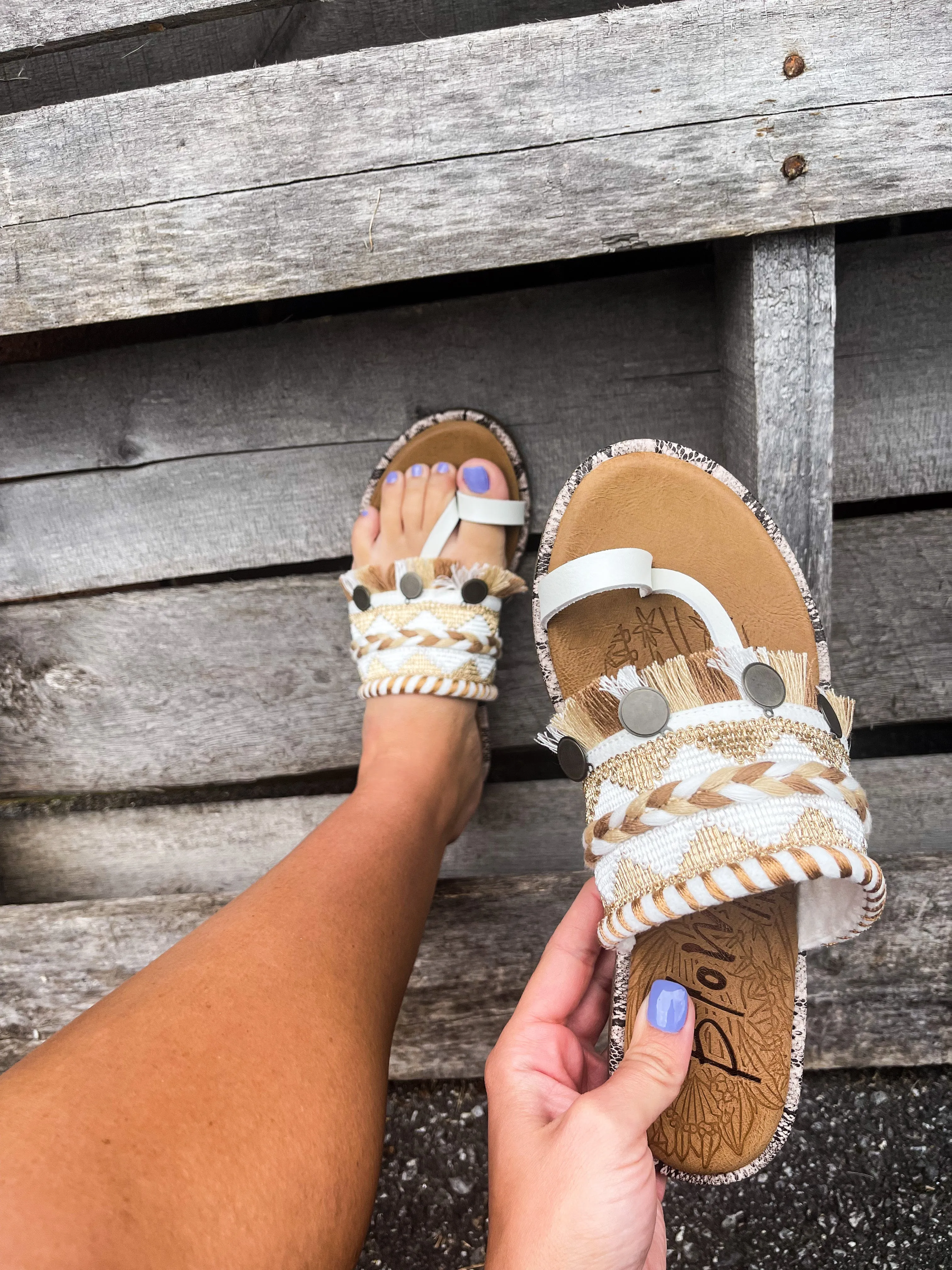 Raelynn Pearl White Blowfish Sandal