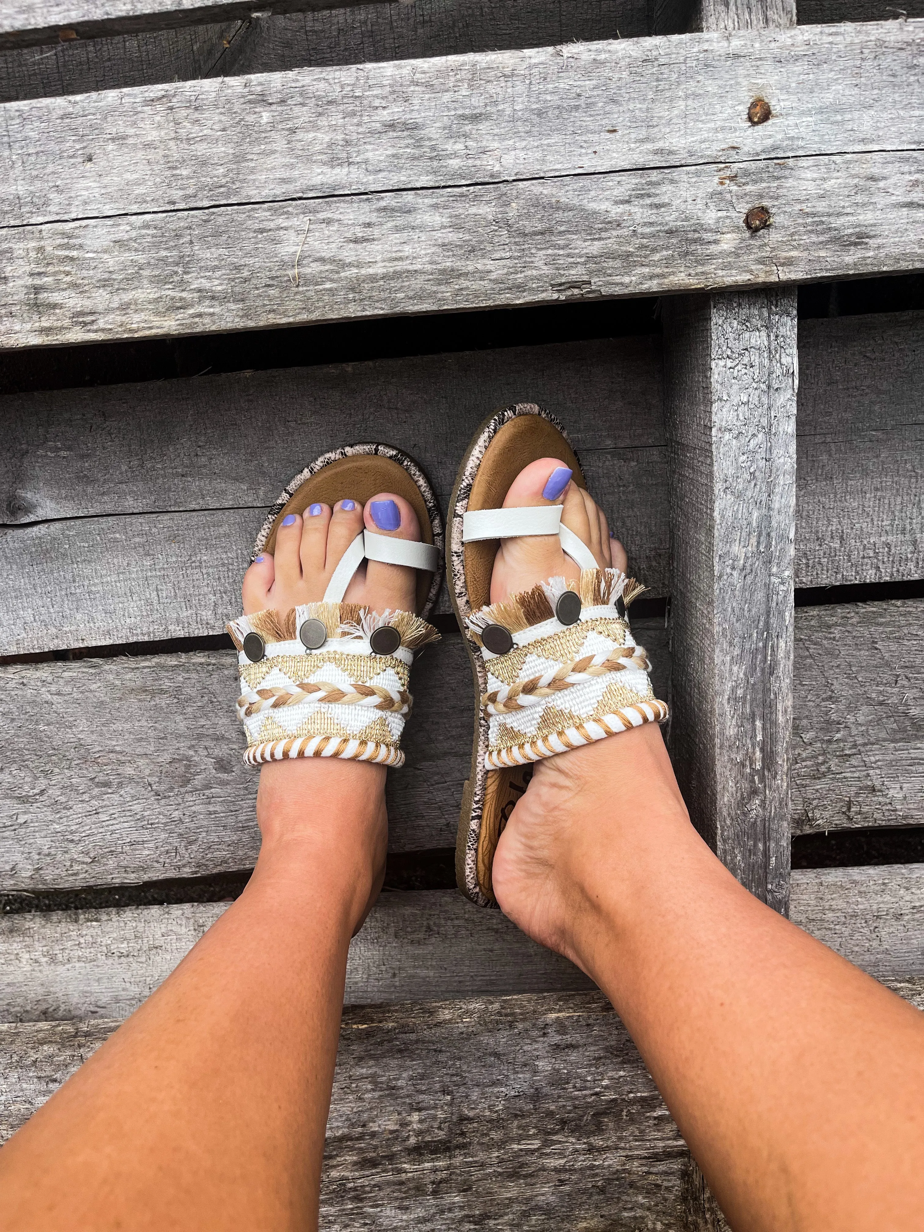 Raelynn Pearl White Blowfish Sandal