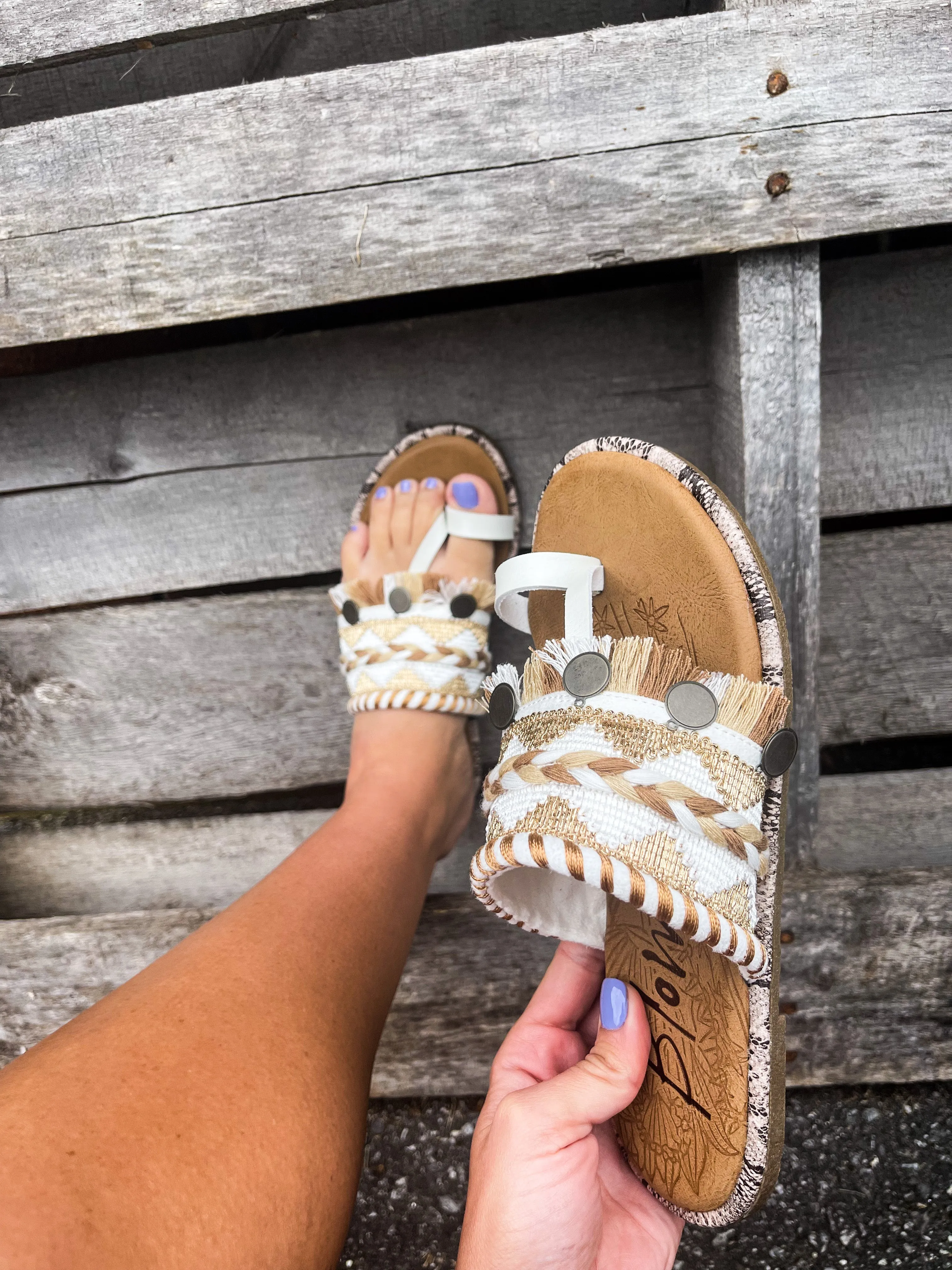 Raelynn Pearl White Blowfish Sandal