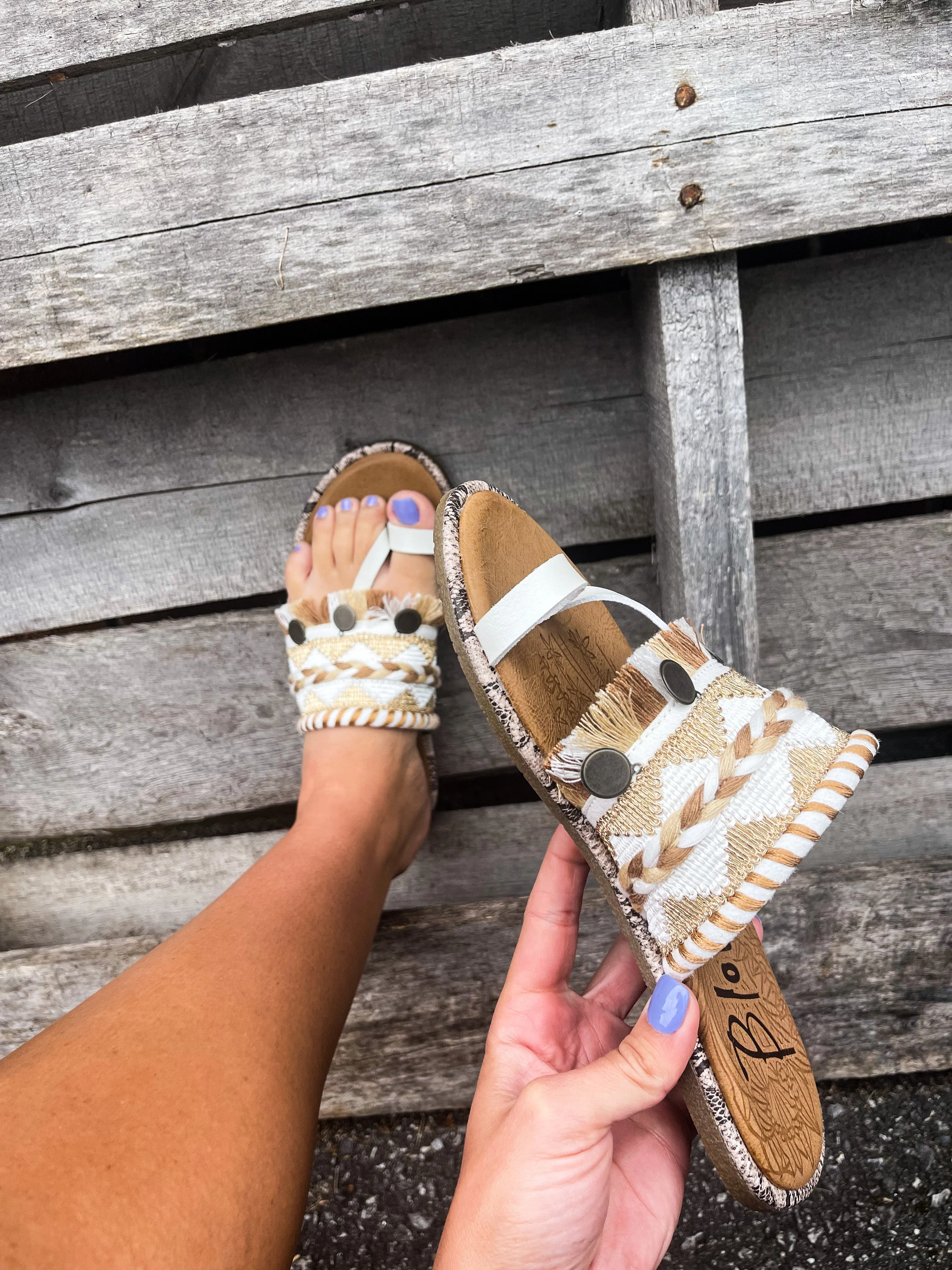 Raelynn Pearl White Blowfish Sandal