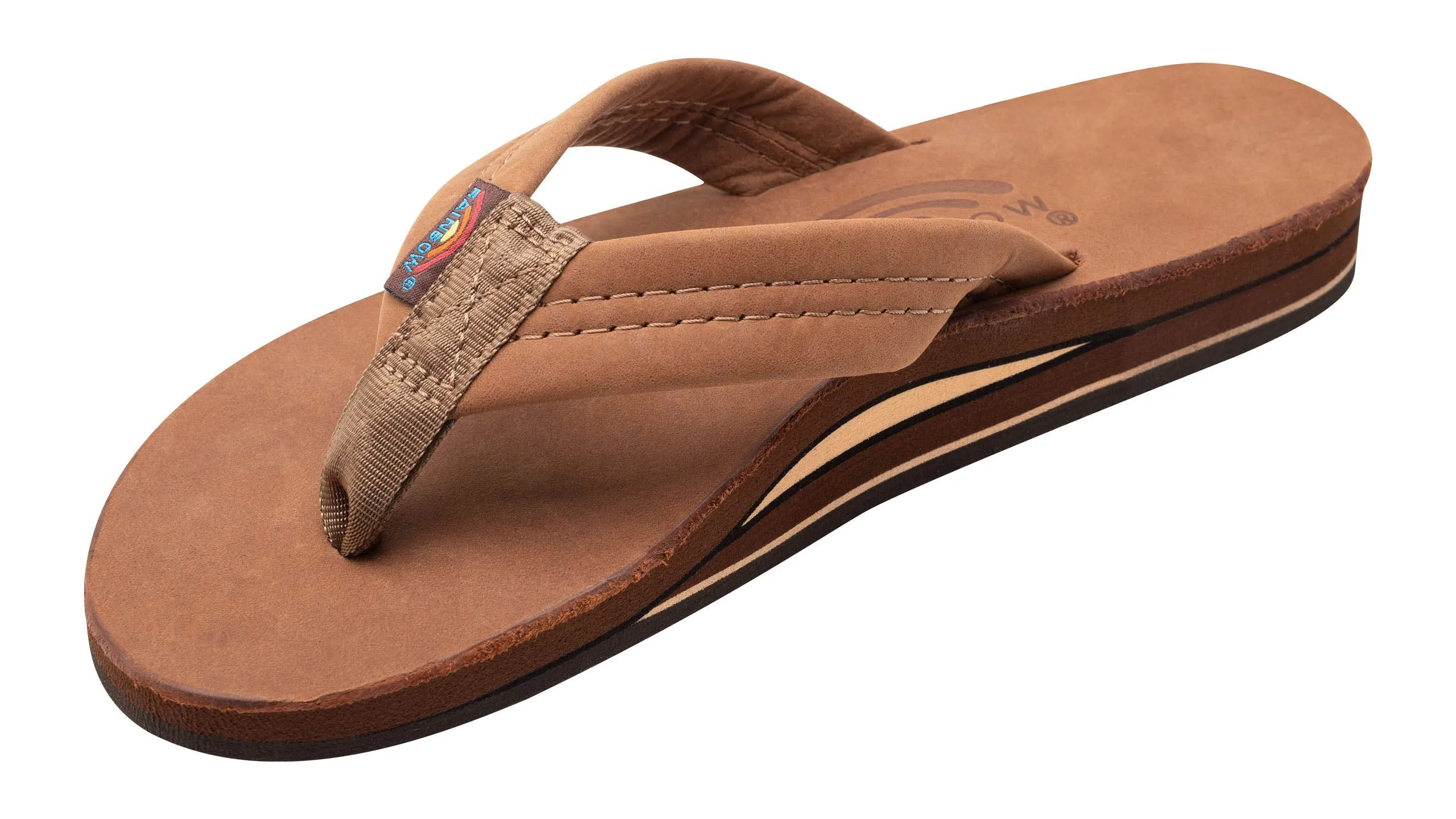Rainbow Sandals Women's Double Layer Premier Leather Sandals w/Arch Support, Redwood