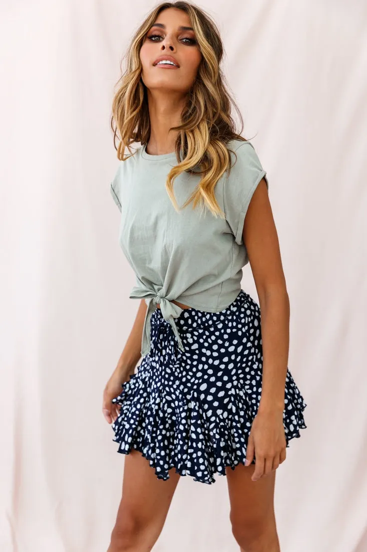 Robyn Flounce Polka Dot Mini Skirt Navy