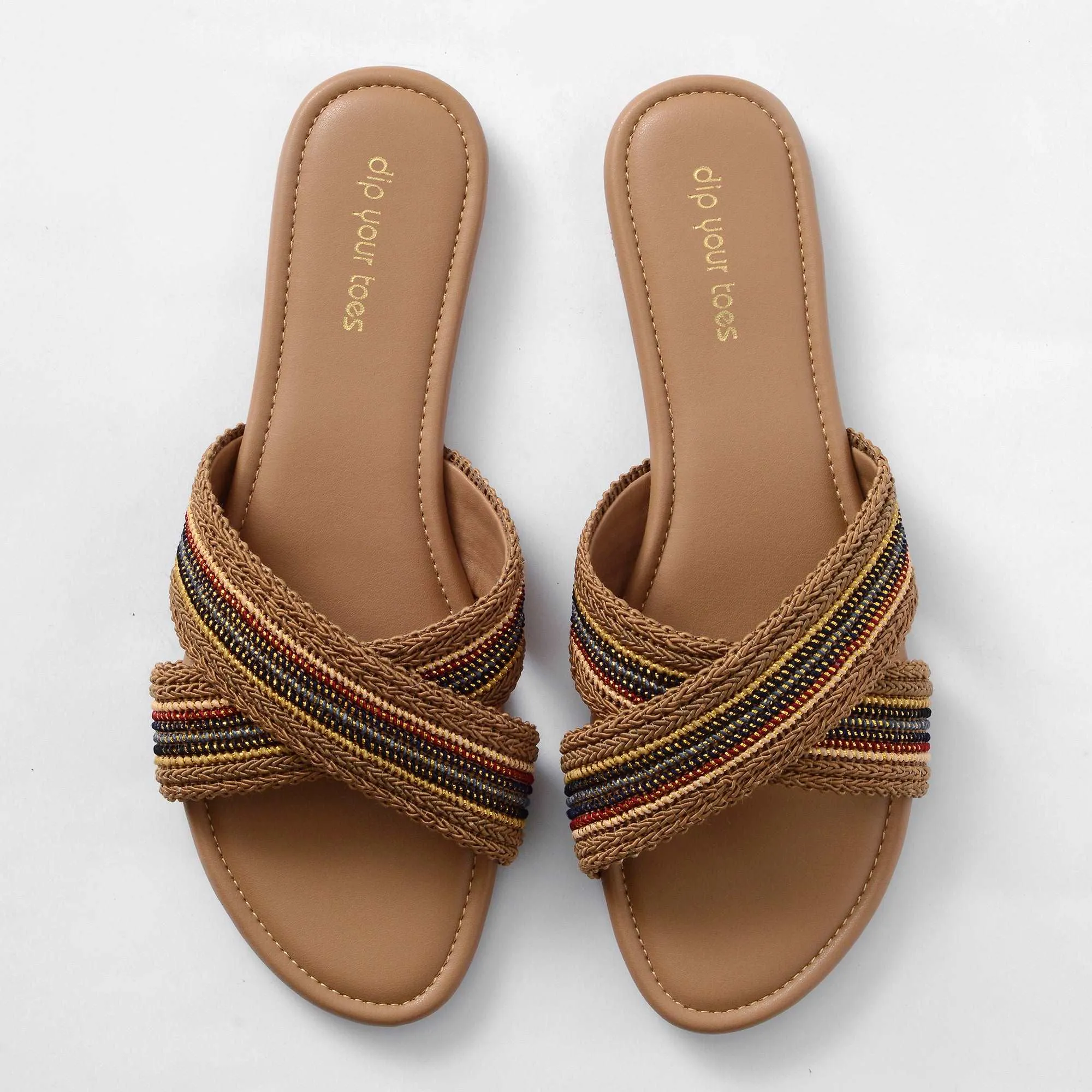 Rosy brown criss cross flats