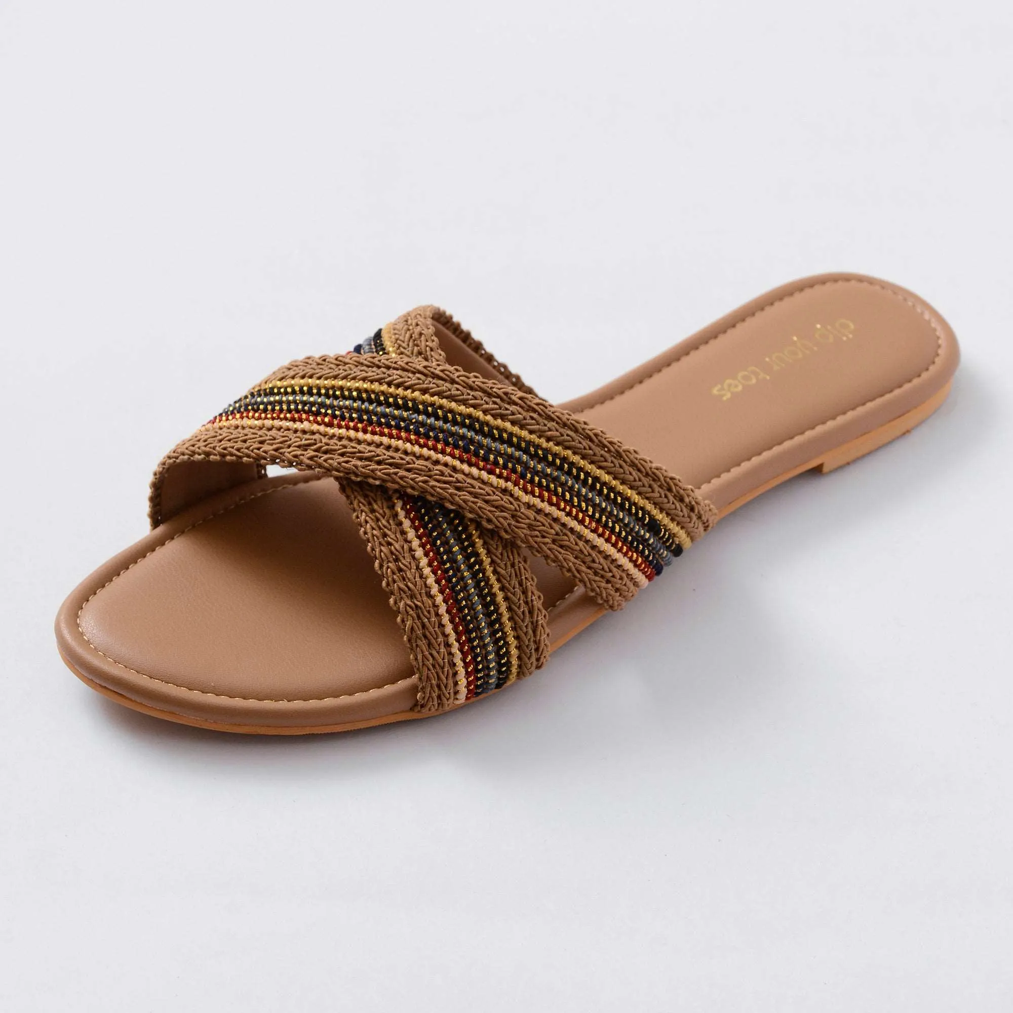 Rosy brown criss cross flats
