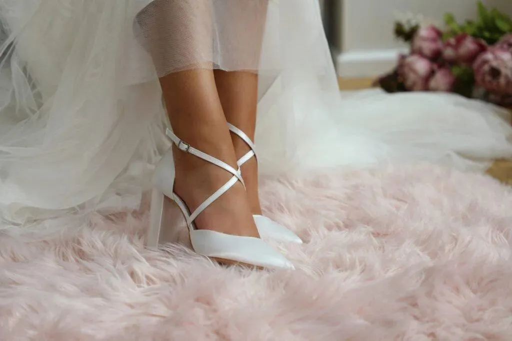 Satin Wedding Shoes with Block Heel, By Perfect Bridal, KIERA