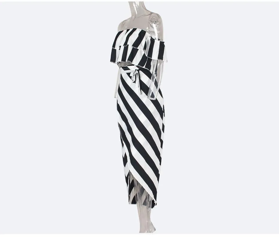 SAVANNAH’S STRIPED TWO-PIECE SKIRT SET