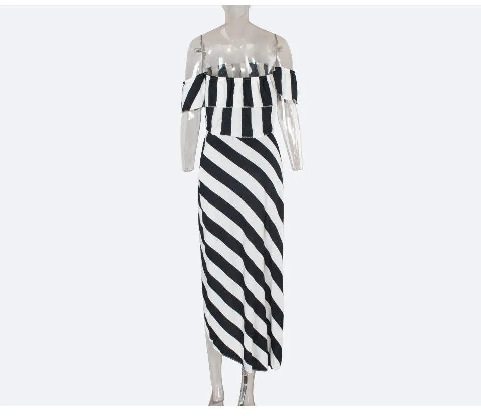 SAVANNAH’S STRIPED TWO-PIECE SKIRT SET