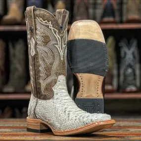 Tanner Mark Men's Genuine Python Square Toe Boots Natural Matte TMX208034