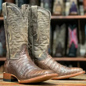 Tanner Mark Men's Ruston Print Caiman Belly Square Toe Boots Brown TM207006