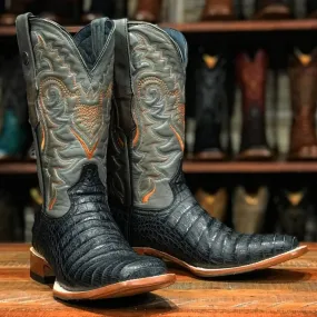 Tanner Mark Men's Wheeler Print Caiman Belly Square Toe Boots Black TM207030