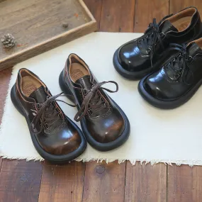 Women Retro Glossy Leather Casual Shoes