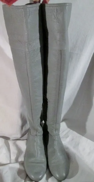 Womens BANANA REPUBLIC Leather Thigh High Over Knee Riding BOOT GRAY 11 GREY