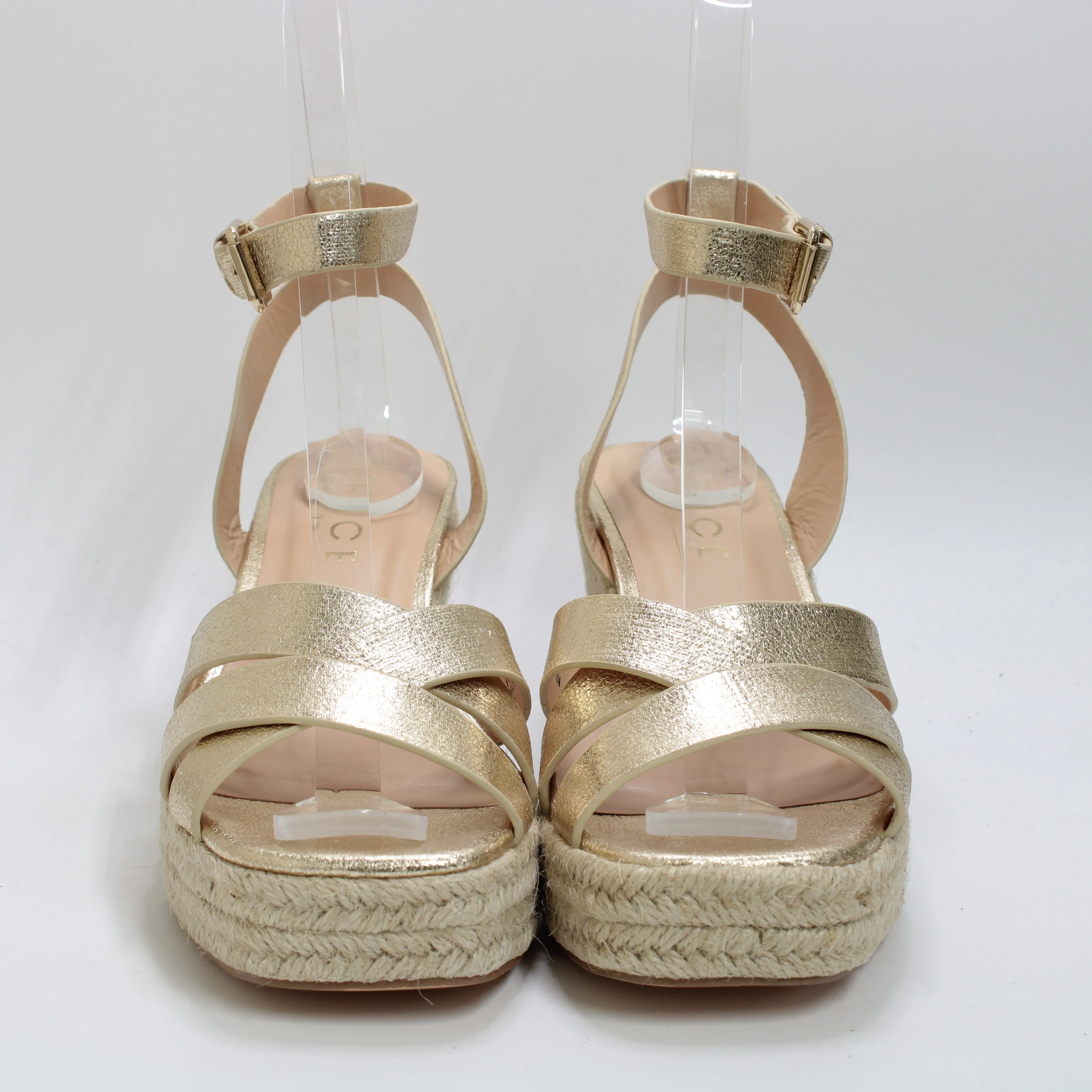 Womens Office Martina Multi Strap Mid Espadrille Wedges Gold